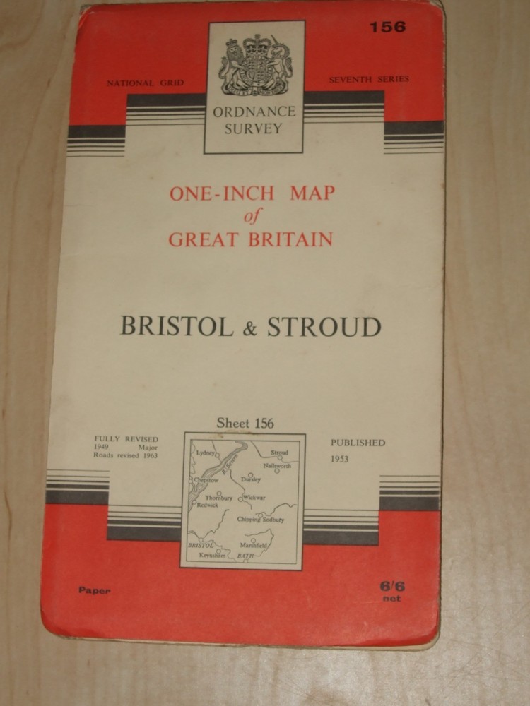 ORDNANCE SURVEY SHEET MAP BRISTOL & STROUD SHEET 156 VGC NO RIPS TEARS