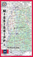 Mississippi USA Physical Map – Laminated 36.83cm x 63.5