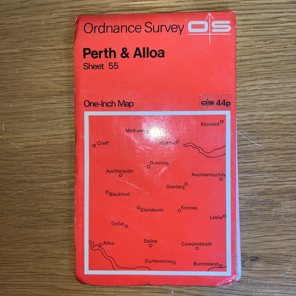 Vintage Ordnance Survey One Inch Perth & Alloa 1969 Map Sheet 55