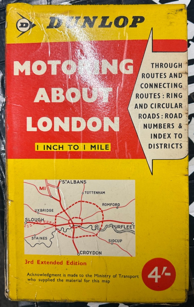 Dunlop Motoring around London 1 inch to 1 Mile 1960s suit Classic Car