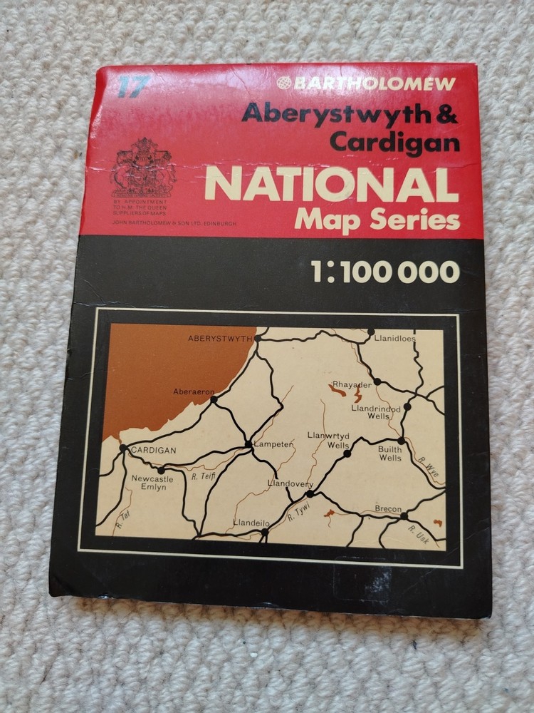 Vintage Bartholomew National Map Series map for Aberystwyth & Cardigan Number 17