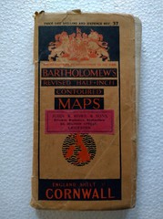 Vintage Bartholomew’s Revised Half-inch Contoured CLOTH Map Brown Cover
