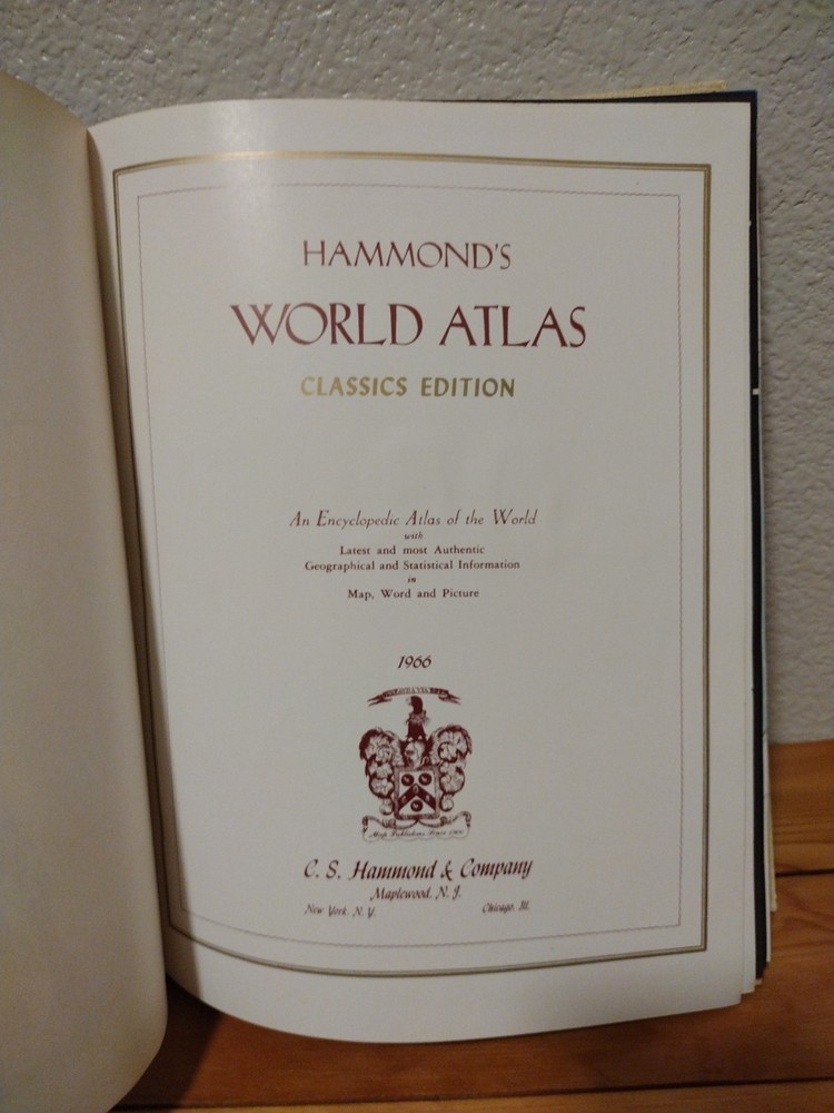 1966 Hammond’s World Atlas Classics Edition Hardcover