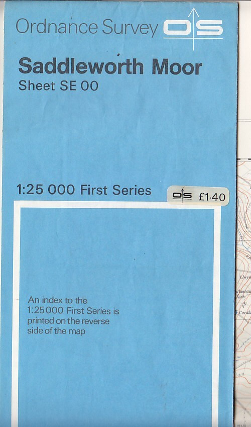 Ordnance Survey 1:25,000 First Series Map Sheet SE 00 Saddleworth Moor
