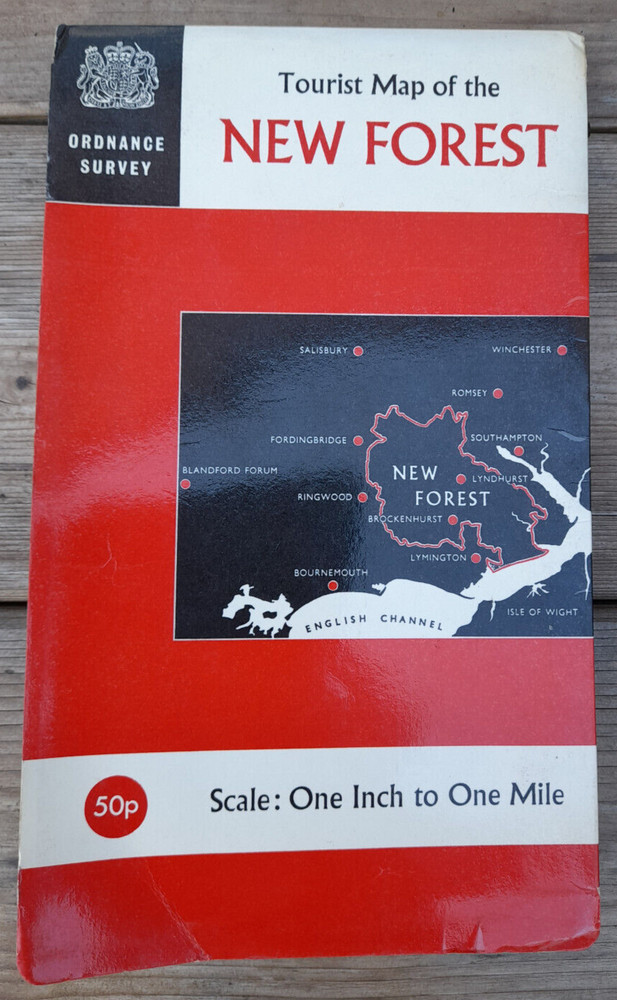NEW FOREST Ordnance Survey 1″ Tourist Map 1966 Paper Excellent