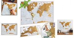 Detailed Scratch The World Map with A2 Bonus Map – Travel Tracker Gift