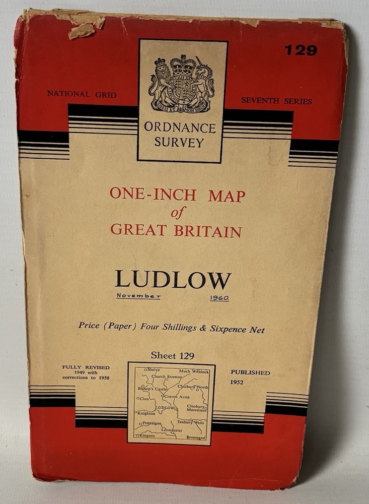 Ordnance Survey One Inch Map – Ludlow – Sheet 129 – 1958