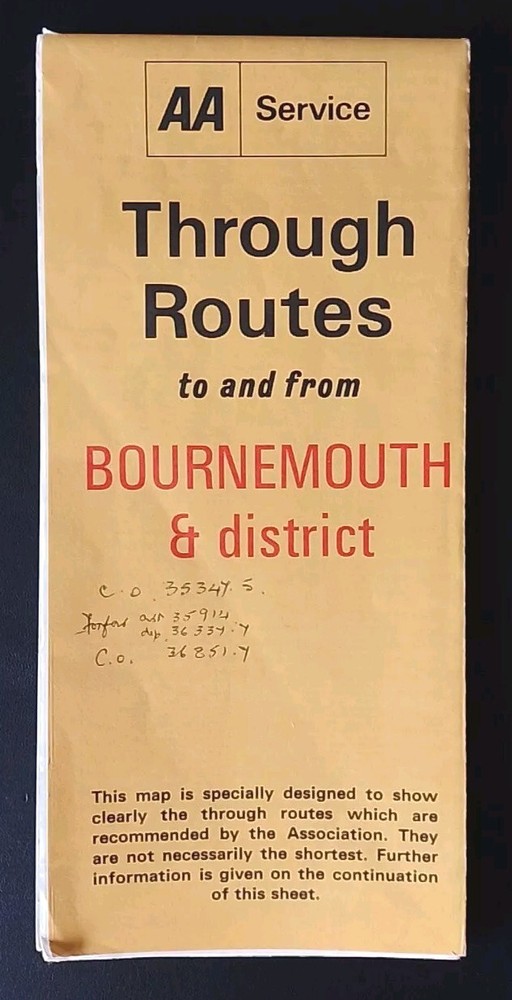AA Service Map: Throughroutes to and from Bournemouth.