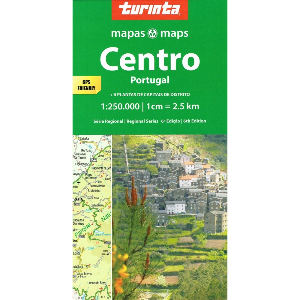 Portugal Central Road Map 1:250K, 6 street maps index of places, tourist info
