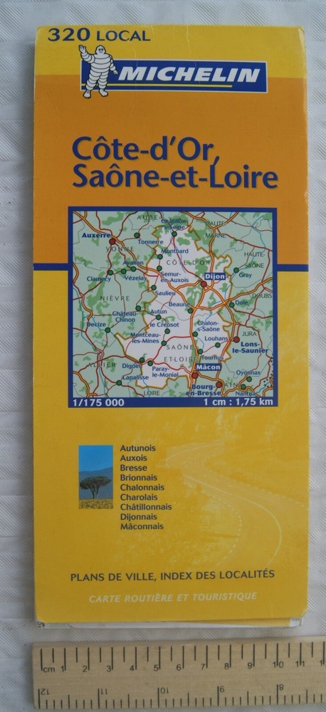 2004 Michelin Local Map No. 320 Cote-d;Or, Saone-et-Loire, edition 3