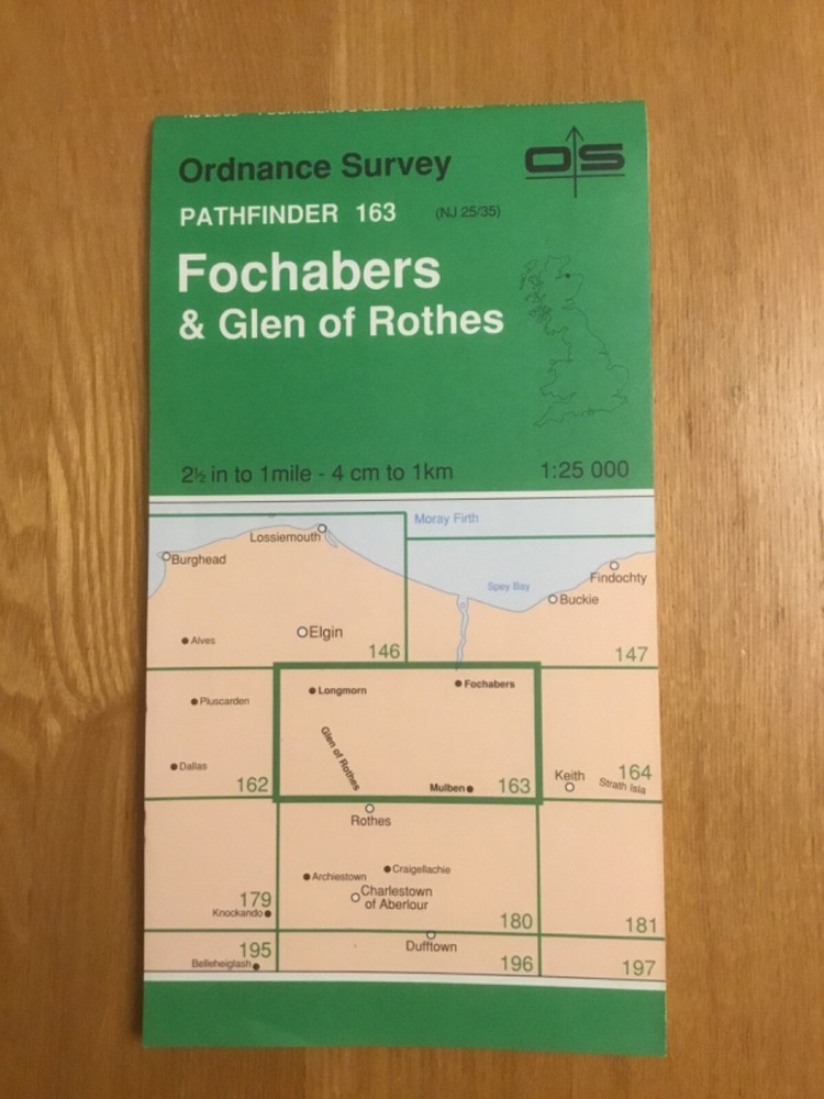 1982 Ordnance Survey Pathfinder Map 163 NJ 25/35 Fochabers and Glen of Rothes