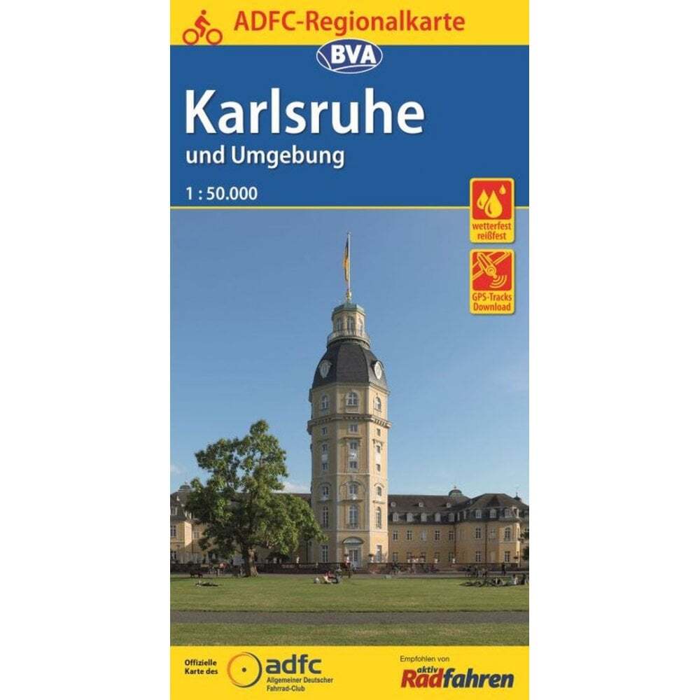 Germany Karlsruhe und Umgebung waterproof Regional Cycling Map with tourist info