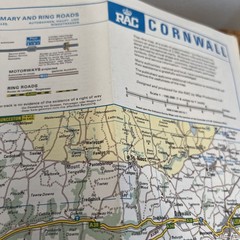 Vintage 1975/6 RAC road Map Of Cornwall & The Scilly Isles 1.65 Miles To 1”