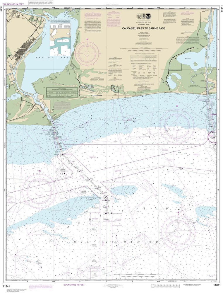 Calcasieu Pass to Sabine Pass | Waterproof NOAA Chart 11341