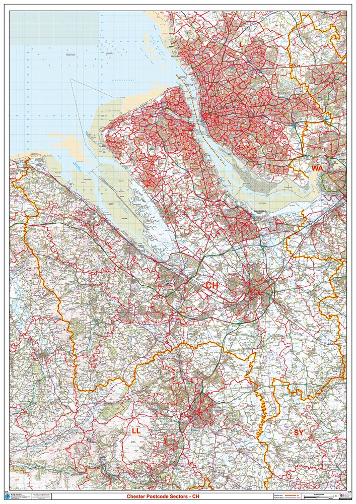 (G26) Map of Chester CH Postcode Sectors, Poster of Chester Postcodes