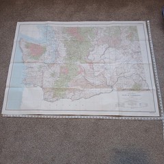 Vintage USA Interior Geological Survey Wall Map Of Washington State 1982