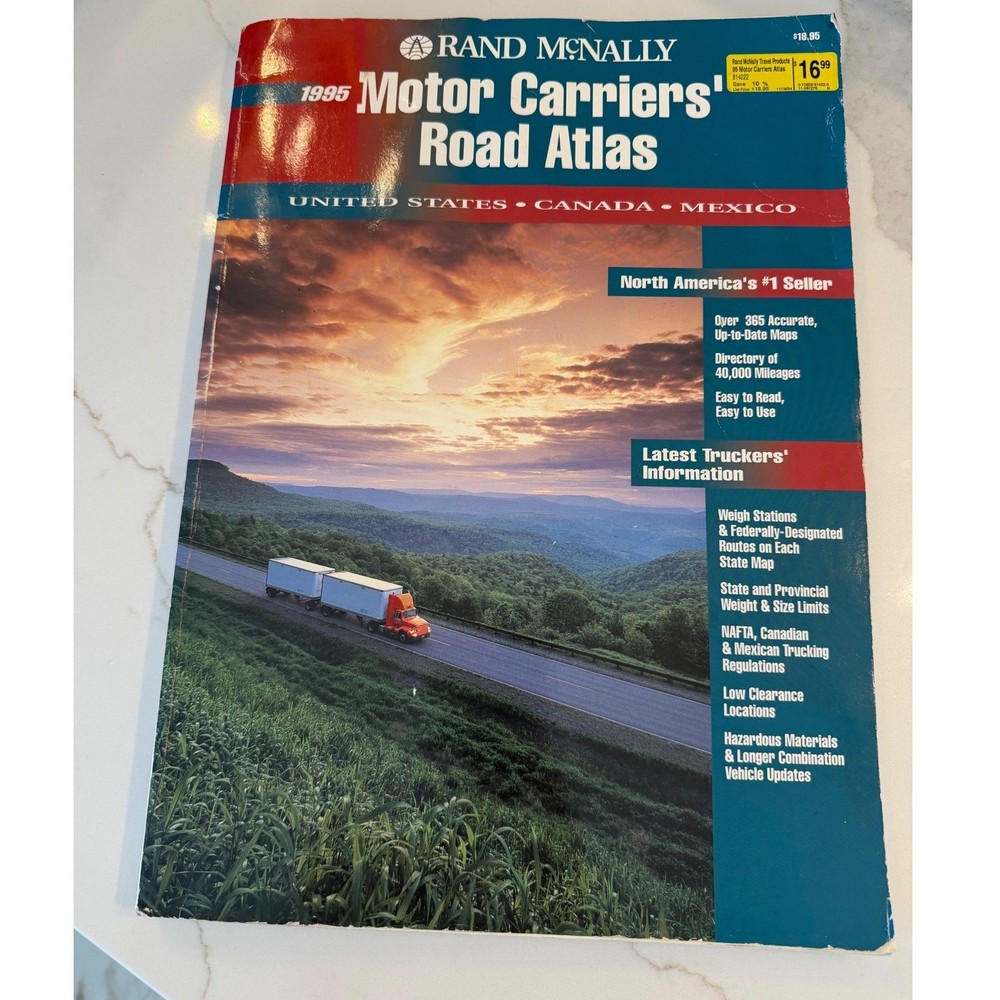 1995 Rand McNally Motor Carriers Road Atlas US Canada Mexico Truckers Maps