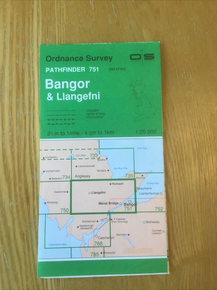 1991 Ordnance Survey Pathfinder Map 751 SH 47/57 Bangor And Llangefni