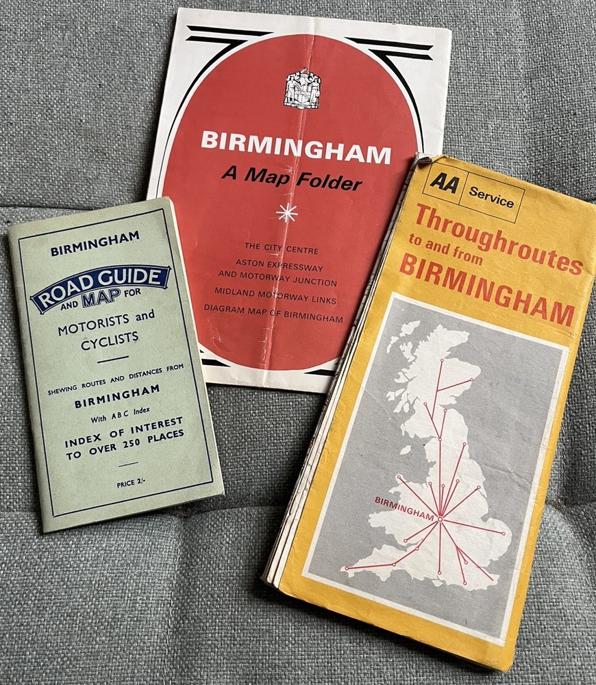 Vintage Maps Bundle x 3 Birmingham England Motorists / Cyclists, AA, Local City
