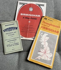 Vintage Maps Bundle x 3 Birmingham England Motorists / Cyclists, AA, Local City