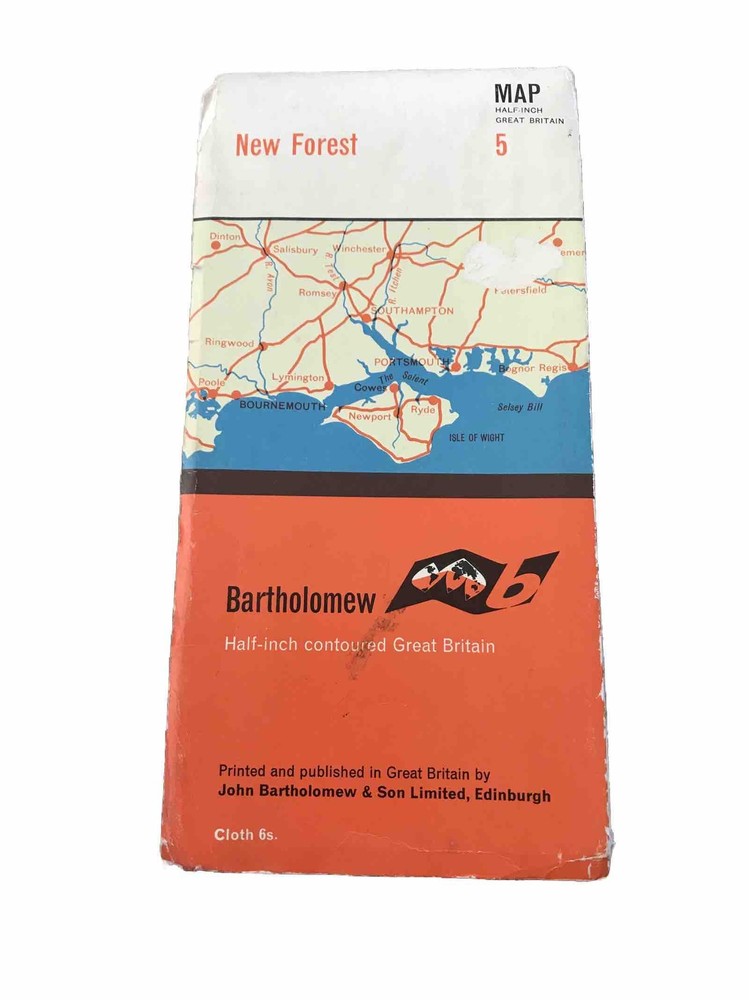 1966 New Forest Vintage Cloth Bartholomews Half Inch Map 5