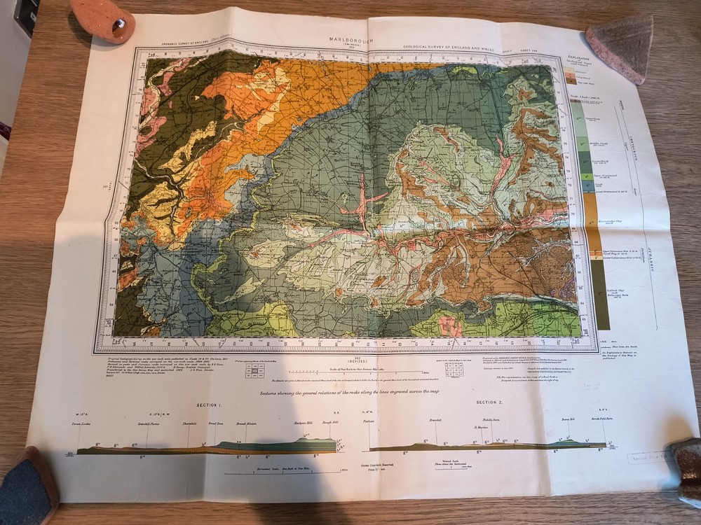 Geological survey map Ordinance Survey Drift Sht266 Marlborough 1925 reprint1957