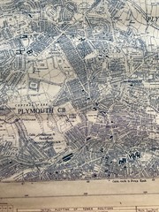 Vintage 1957 OS Large Scale National Grid Map Of Plymouth & Devonport
