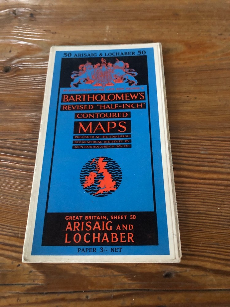 Vintage Bartholomew’s Half-Inch Contoured Map Arisaig & Lochaber, circa 1950