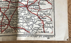 Vintage 1960s road map, 50 miles about Birmingham, Geographia, cloth backed