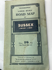 Vintage Geographia Large Scale Road Map -of SUSSEX on paper c1937