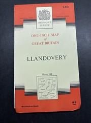 Vintage Ordnance Survey Map 7th series One Inch Cloth Mounted Llandovery