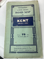 Vintage Geographia Large Scale Road Map -of KENT on paper c1937