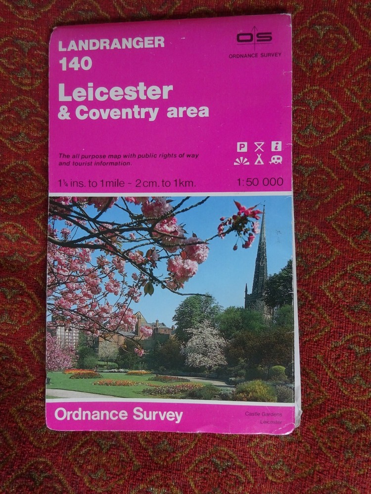 OS MAP LEICESTER COVENTRY HINCKLEY NUNEATON RUGBY KENILWORTH CRICK TWYCROSS