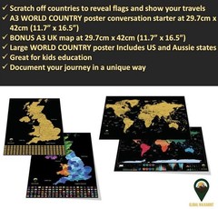 Global Walkabout A3 World & UK Scratch Off Colours Deluxe Poster Black
