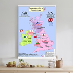 A1 A2 UK Map Great Britain Geographical Wall Poster Print Studio Decoration