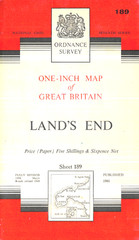 LANDS END ~ Ordnance Survey Seventh Series ~ One Inch Folding Map ~ 1961