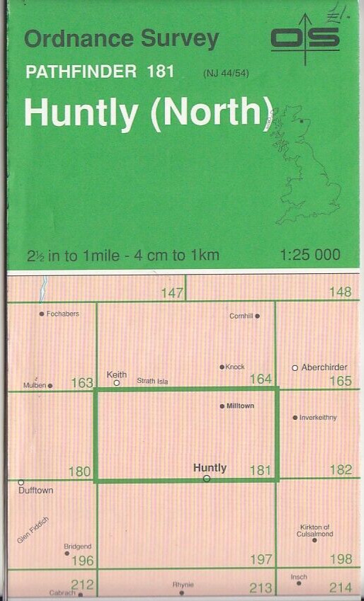 Ordnance Survey (OS) Map 1:25,000 Pathfinder Sheet NJ 44/54 Huntly (North)