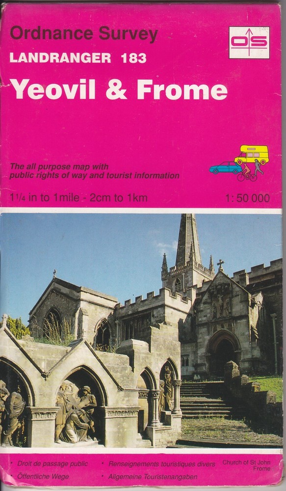 Ordnance Survey Landranger Map 1:50,000 Sheet 183 Yeovil & Frome