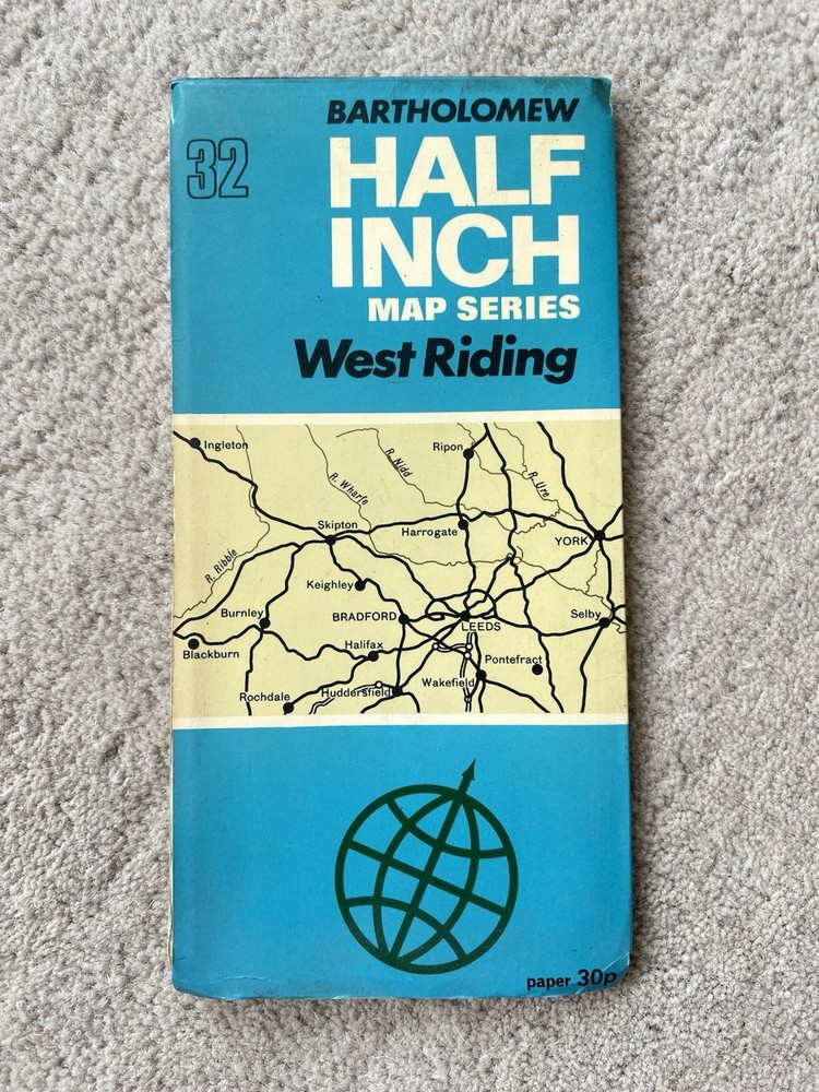 Bartholomew Map West Riding Yorkshire Leeds Vintage 70s 1972 Paper ½” FreePostUK
