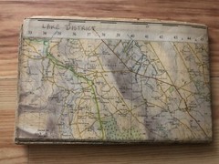 Large vintage Lake District Ordnance Survey map, folded, C.1959, 82cm x 100cm