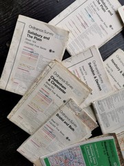 Job lot Ordnance Survey OS 1:25,000 First Series Map Sheets and A to Z