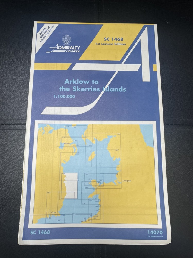 ARKLOW TO SKERRIES ISLANDS – ADMIRALTY LEISURE Chart SC 1468 Water Nautical Map.