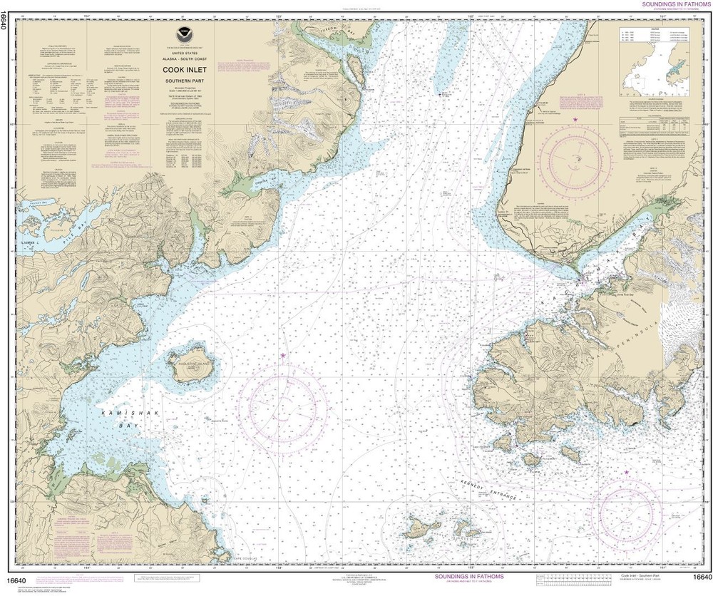 Cook Inlet-southern part | Waterproof NOAA Chart 16640