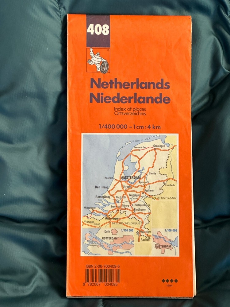 Michelin Map, Netherlands, Sheet 408, 1994