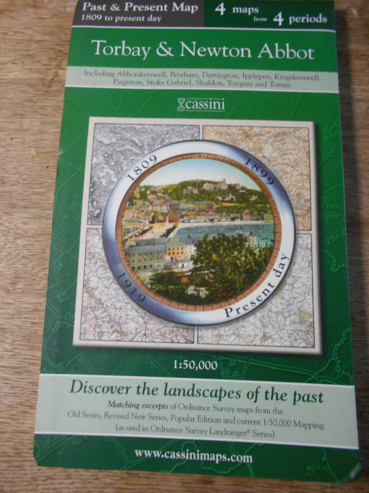 Past and Present Torbay & Newton Abbot folding map covering four time periods