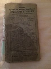 Bacon’s Motoring & Cycling Road Map. 50 miles round London Antique Map.