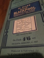 Geographia Clear Road Map On Cloth 60 Miles Round Blackpool England And Wales