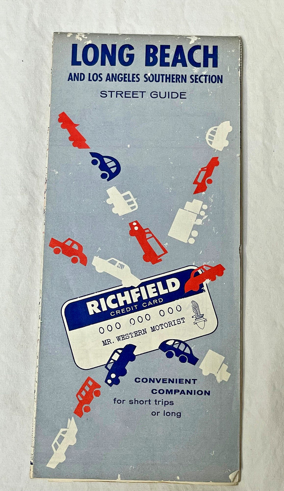 VINTAGE Road Map Long Beach & LA Southern Section Richfield Street Guide 1964
