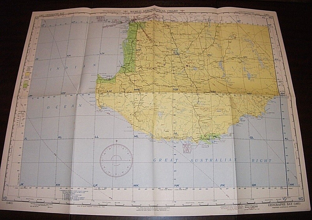 WORLD AERONAUTICAL CHART. GEOGRAPHE BAY. AUSTRALIA. 1951 ORIGINAL MAP 1461
