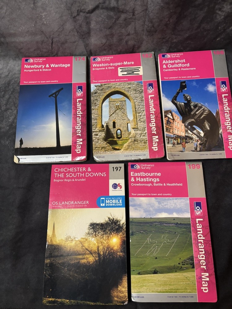 5 OS Landranger Maps: Hungerford to Eastbourne (174-199)